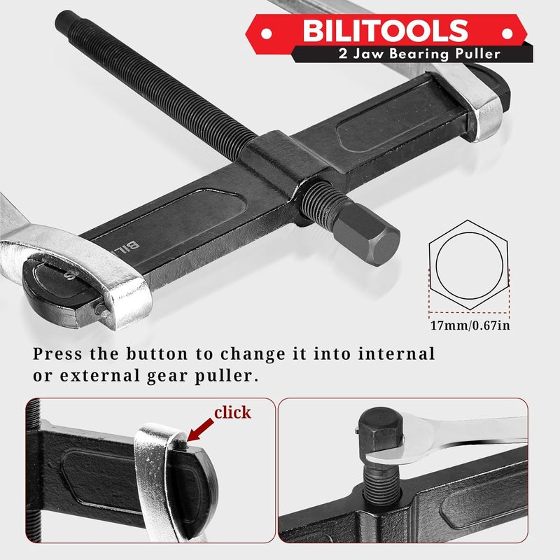 BILITOOLS 4" 2-Jaw Gear Puller, Internal External for Removal of Pulleys Flywheels Bearings & Gears - Image 5